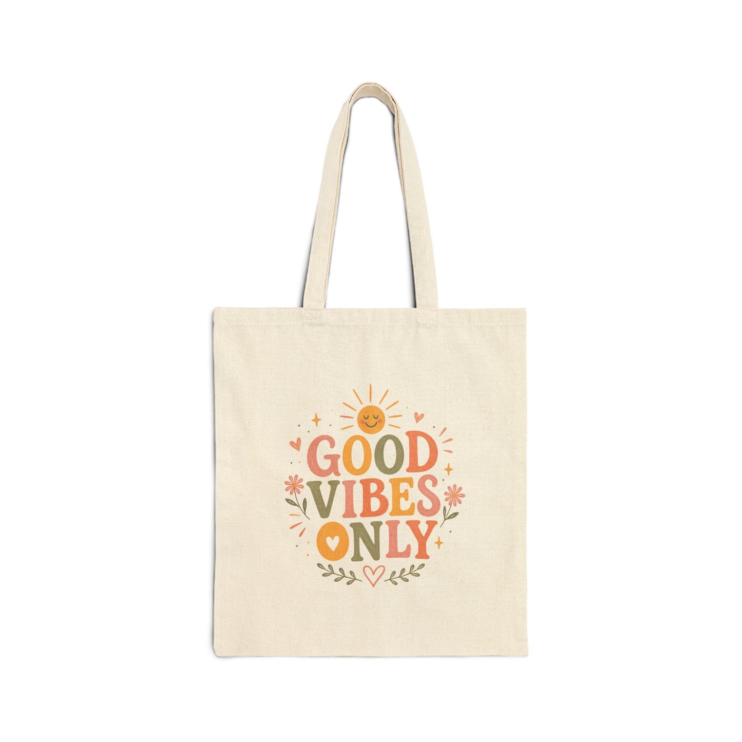 Good Vibes Only Canvas Tote Bag — Eco-Friendly Cotton Market Shopper