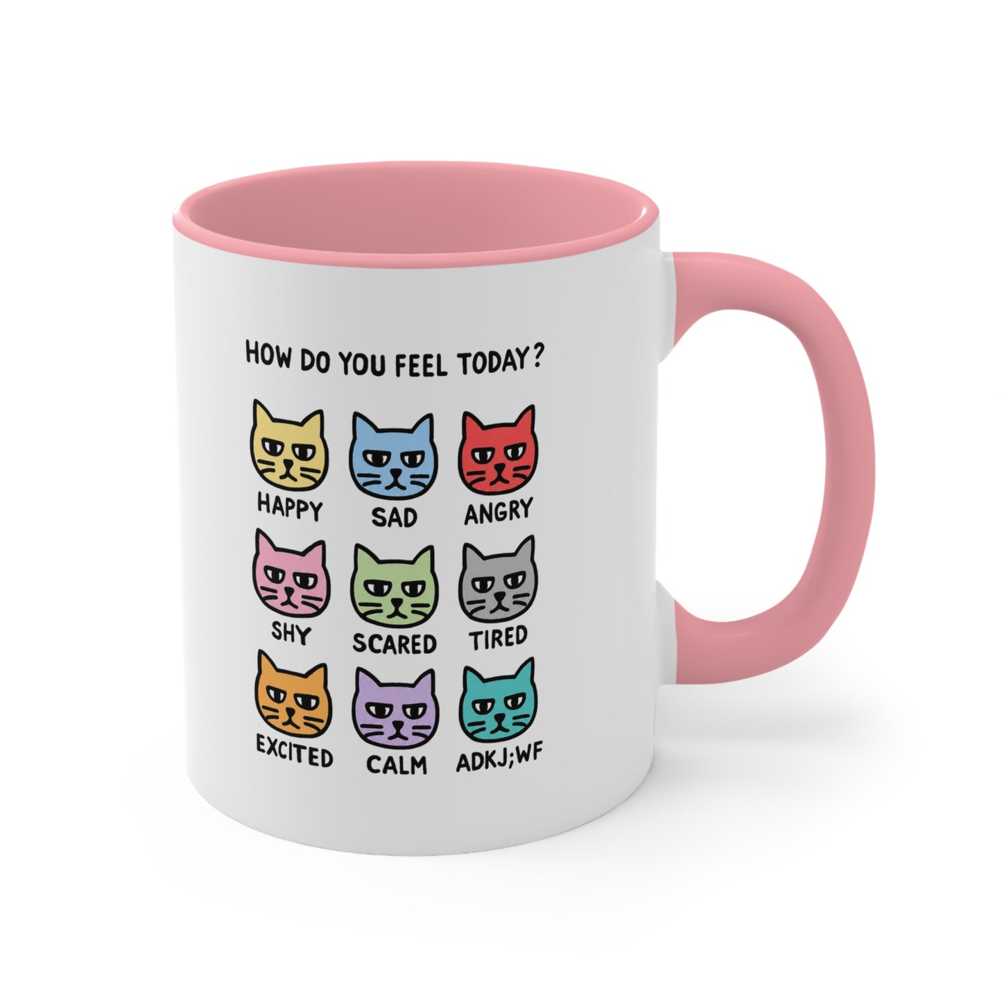 How Do You Feel Today? Cat Mood Chart Mug | Accent Handle Ceramic Mug