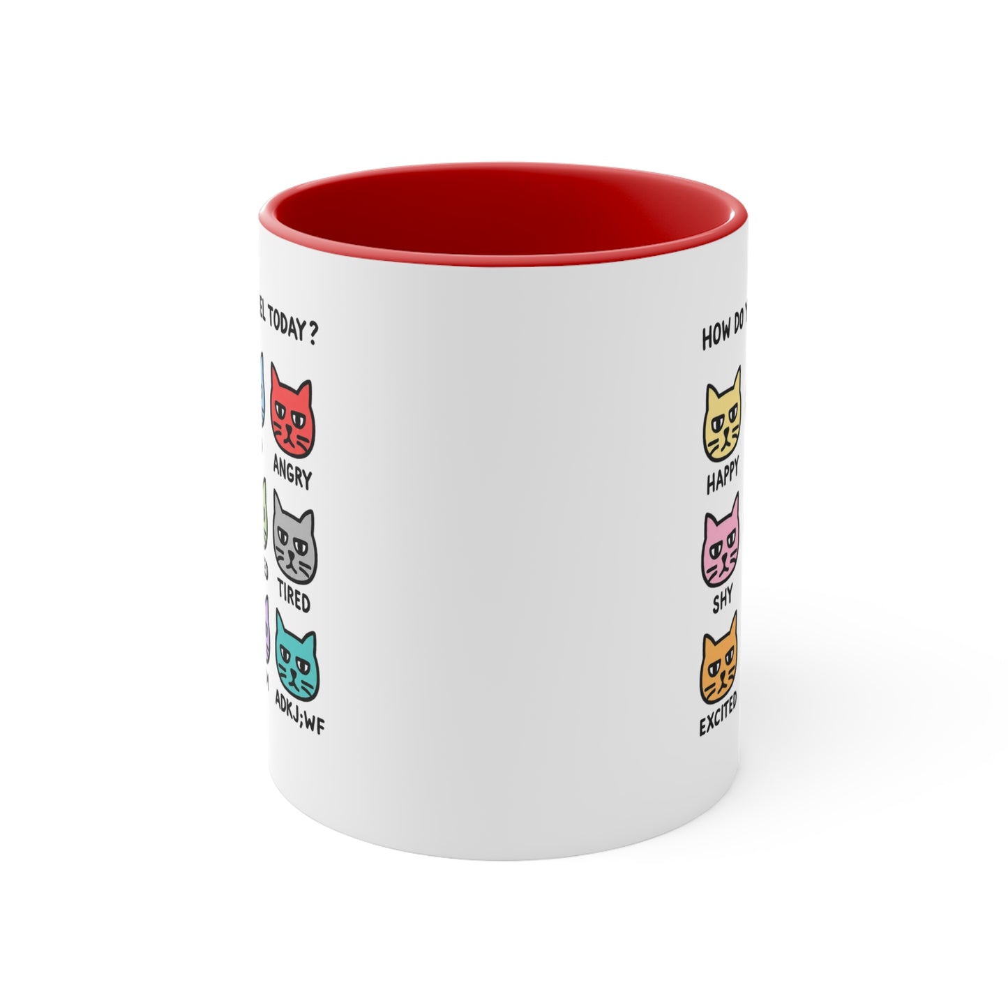 How Do You Feel Today? Cat Mood Chart Mug | Accent Handle Ceramic Mug