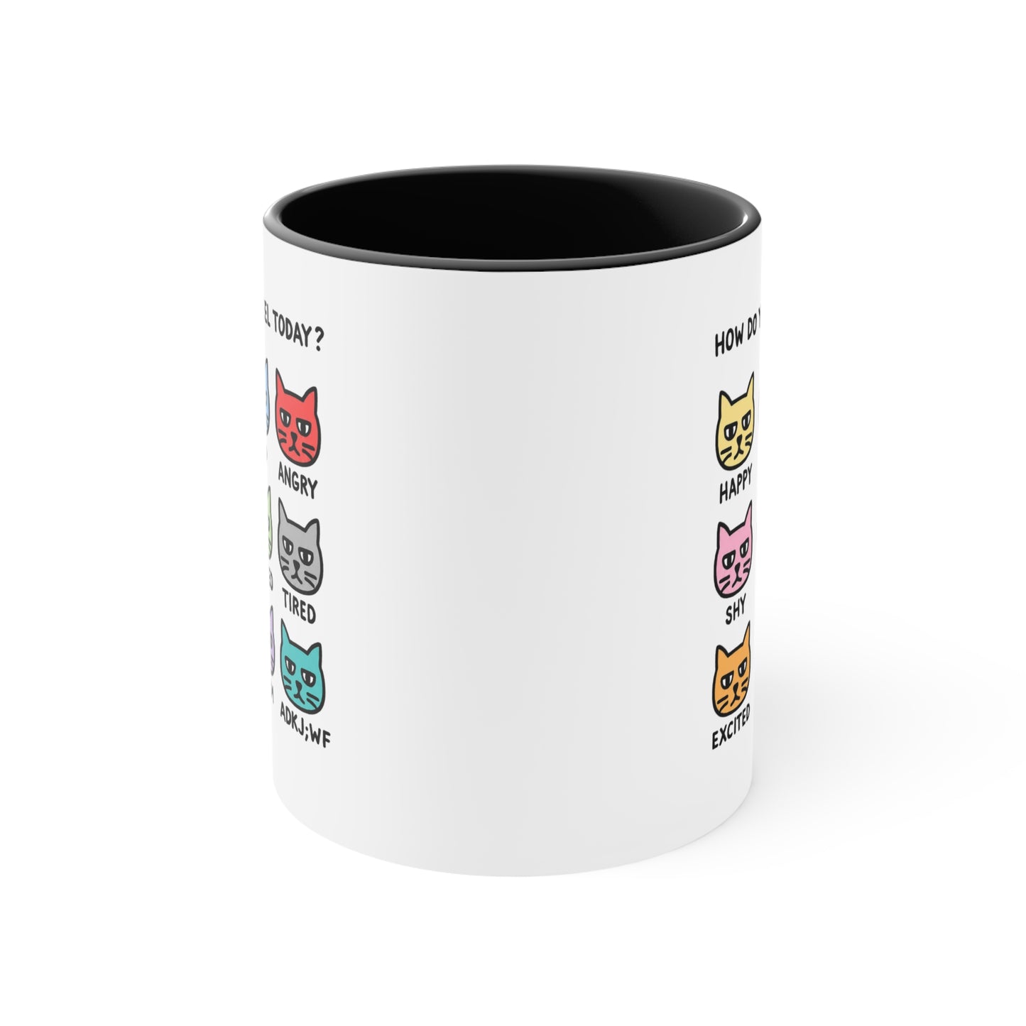 How Do You Feel Today? Cat Mood Chart Mug | Accent Handle Ceramic Mug