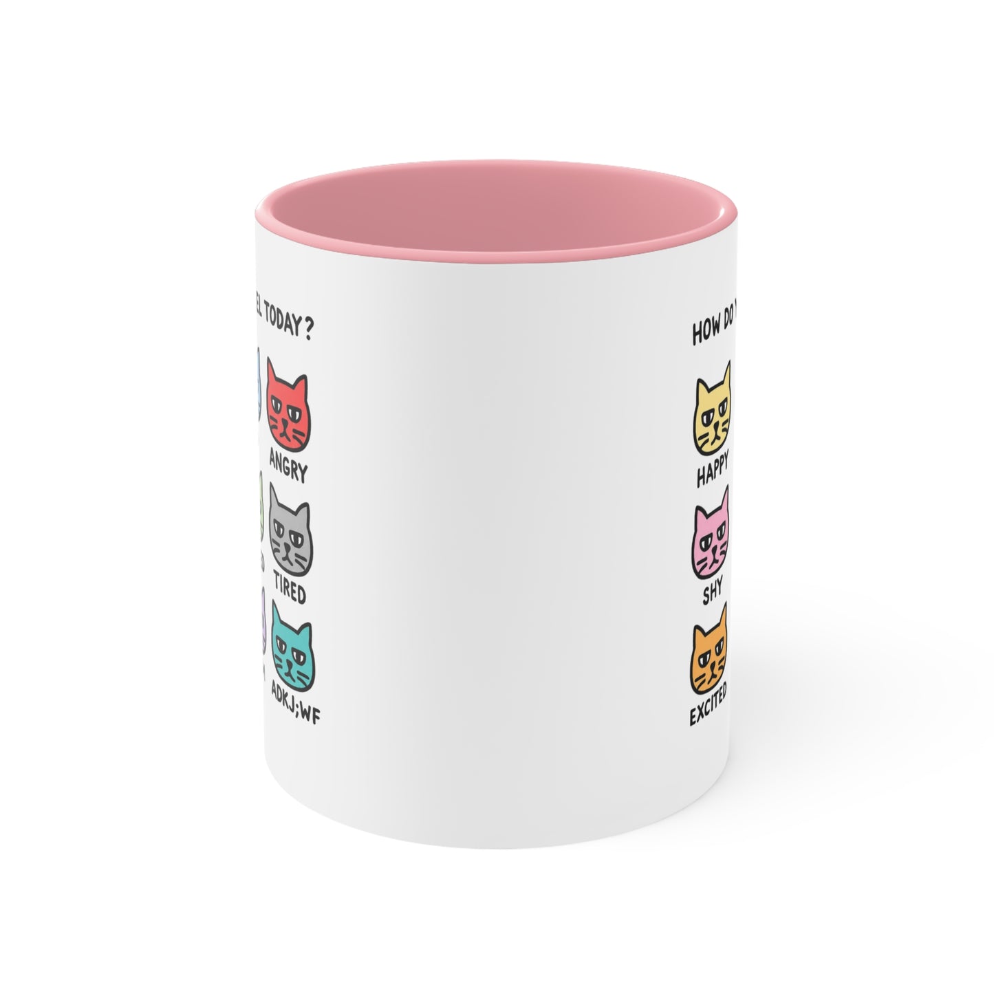How Do You Feel Today? Cat Mood Chart Mug | Accent Handle Ceramic Mug