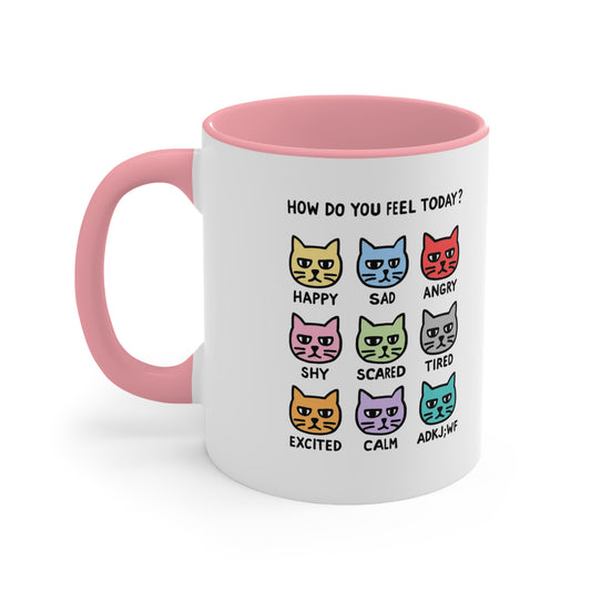 How Do You Feel Today? Cat Mood Chart Mug | Accent Handle Ceramic Mug